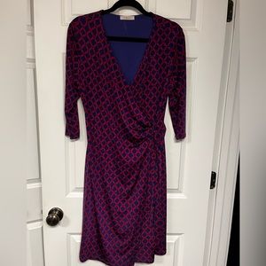 XL pink and purple faux wrap dress